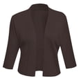thumbnail image 1 of YDFCWXW Womens Fall Cropped Cardigans Sweaters 3/4 Sleeve Open Front Short Shrugs Coffee, L, 1 of 9
