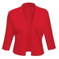 thumbnail image 1 of YDFCWXW Womens Fall Cropped Cardigans Sweaters 3/4 Sleeve Open Front Short Shrugs RD1, L, 1 of 8