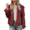 thumbnail image 1 of YDFCWXW Womens Fur Cropped Jacket Fluffy Open Front Long Sleeve Fashion Warm Shaggy Short Coat Outerwear , XL, 1 of 5