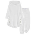 thumbnail image 1 of YDFCWXW Womens Fuzzy Sherpa 2 Piece Outfits Fleece Hoodies with Pants Pajama Set Loungewear Sleepwear Sweatsuits White, S, 1 of 5