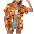 thumbnail image 1 of YDFCWXW Womens Halloween Shirt Button Down Halloween Graphics Print V Neck Short Sleeve Top (Yellow, XXL), 1 of 7