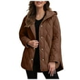thumbnail image 1 of YDFCWXW Womens Jackets Fashion 2025 Winter Coat for Women Business Casual Quilted Hooded Lightweight Jackets (Brown, XL), 1 of 5