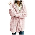 thumbnail image 1 of YDFCWXW Womens Long Sleeve Solid Fuzzy Fleece Open Front Hooded Cardigans Jacket Coats Outerwear with Pocket 2025 Winter Pink, S, 1 of 5