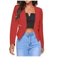 thumbnail image 1 of YDFCWXW Womens Open Front Work Blazer Long Sleeve Office Jacket Solid Color Cardigans with Zipper Pockets Red, XXL, 1 of 6