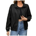 thumbnail image 1 of YDFCWXW Womens Oversized Leather Jackets Faux Casual Zip Up Trendy Bomber Motorcycle Jacket with Pockets Black, XL, 1 of 9