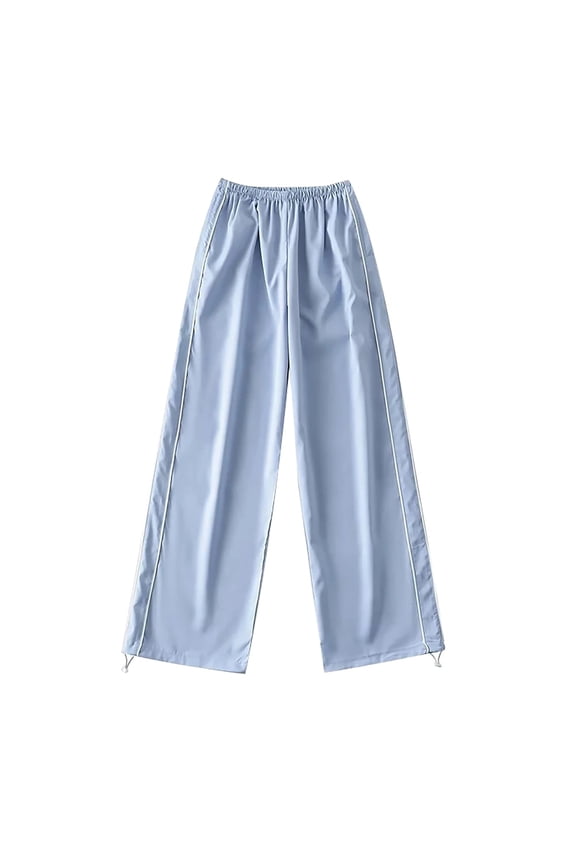 Womens Parachute Pants Wide Leg Baggy Pants Y2K Elastic Waist Jogger Sweatpants Track Pants Streetwear (BU1, S)