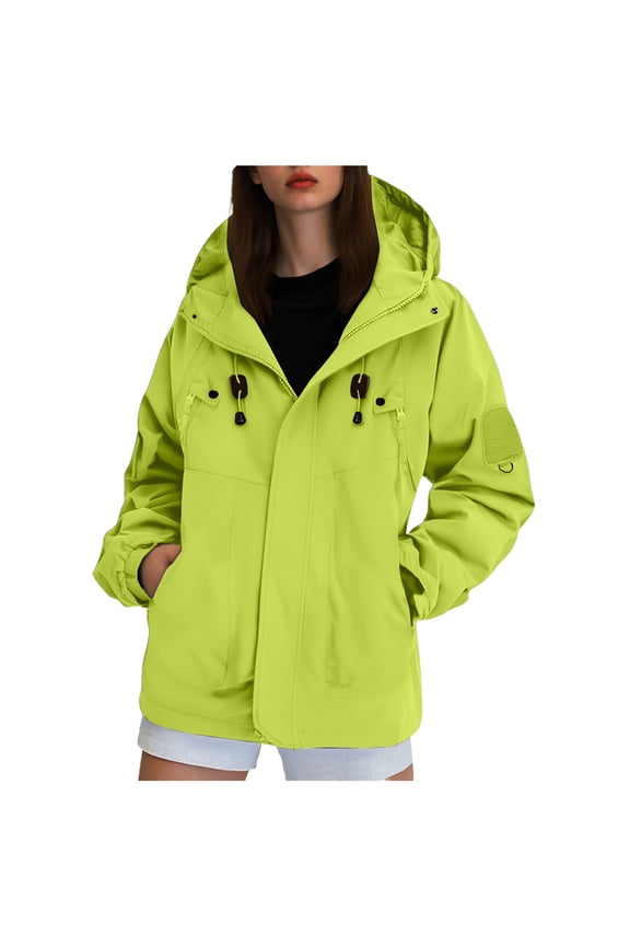Womens Waterproof Rain jacket with Hood Lightweight Windbreaker Raincoat Shell for Camping Hiking (Green, 3XL)