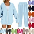 thumbnail image 1 of YDFCWXW Womens Workout Sets 2 Piece Oversized Hoodie Jogger Sweatpants Set Comfort Solid Loungewear Match Set (Sky Blue, XXL), 1 of 6