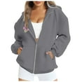 thumbnail image 1 of YDFCWXW Womens Zip Up Hoodies Casual Long Sleeve Hoodie Jacket Oversized Lightweight Pullover Sweatshirts Tops with Pocket Grey, XL, 1 of 4