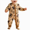 thumbnail image 1 of YDFCWXW Zipped Cowboy Romper One-Piece Jumpsuit Western Baby Boy Clothes with Western Style Design (Brown, 0-3 Months), 1 of 6