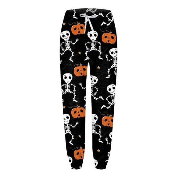 YDFCWXWWomens Halloween Pajamas Pants Ladies Pumpkins Ghost Pajama Cute Soft Halloween Costume (White, S)