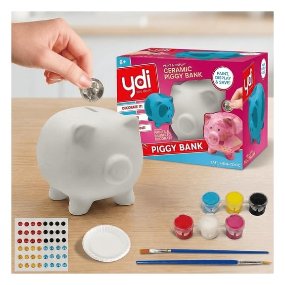 Paint Your Own Piggy Bank, DIY Craft Kit for Kids, Ceramic Pig
