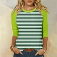 thumbnail image 1 of YDKZYMD 3/4 Sleeve Shirts for Women Plus Size Elbow Plus Size Elbow Color Block Crew Neck Blouses Summer Tee Tops Casual Loose 2024 Trendy Tunics Mint Green L, 1 of 5