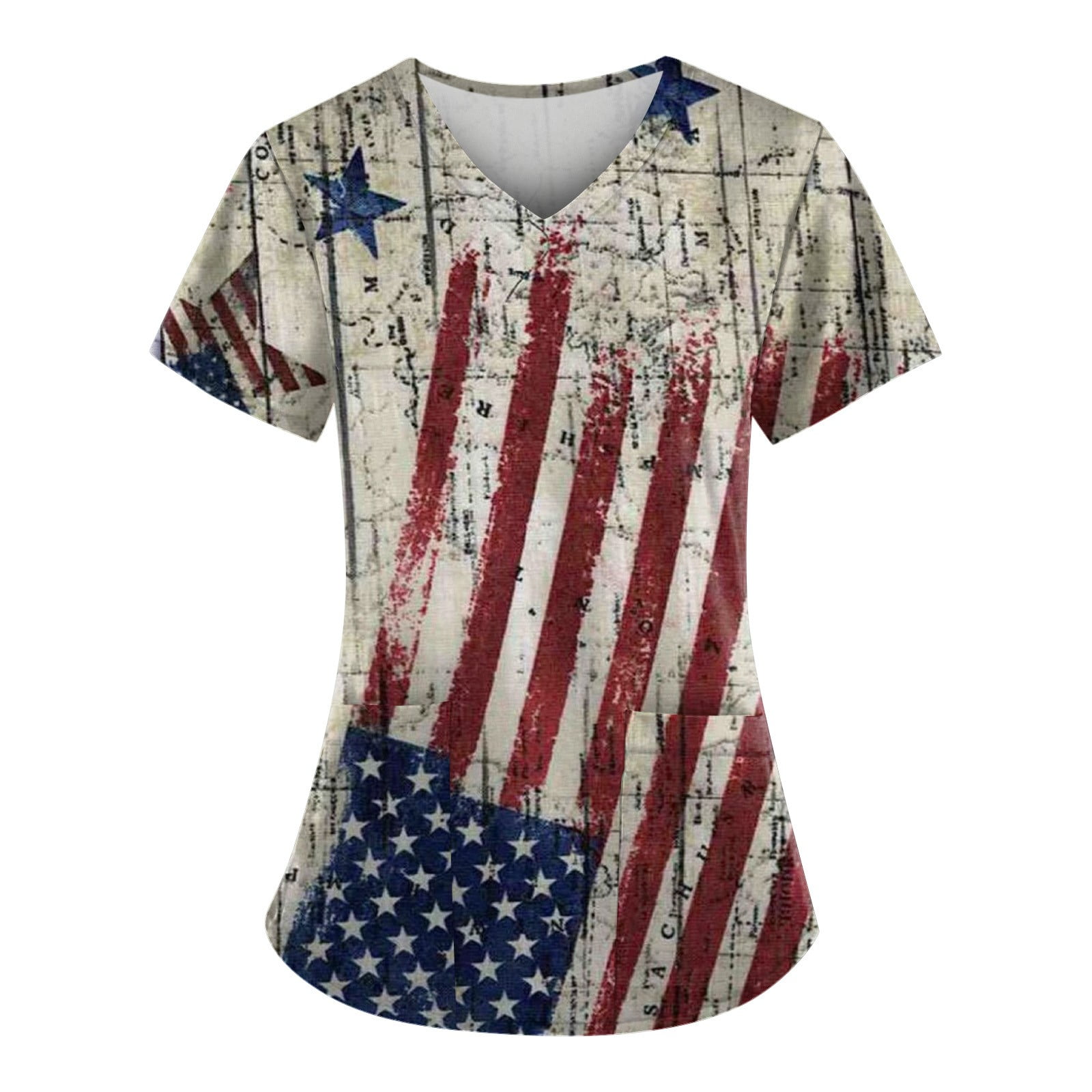 YDKZYMD 4th Of July Maternity Scrub Sets Women Flag Freedom Patriotic