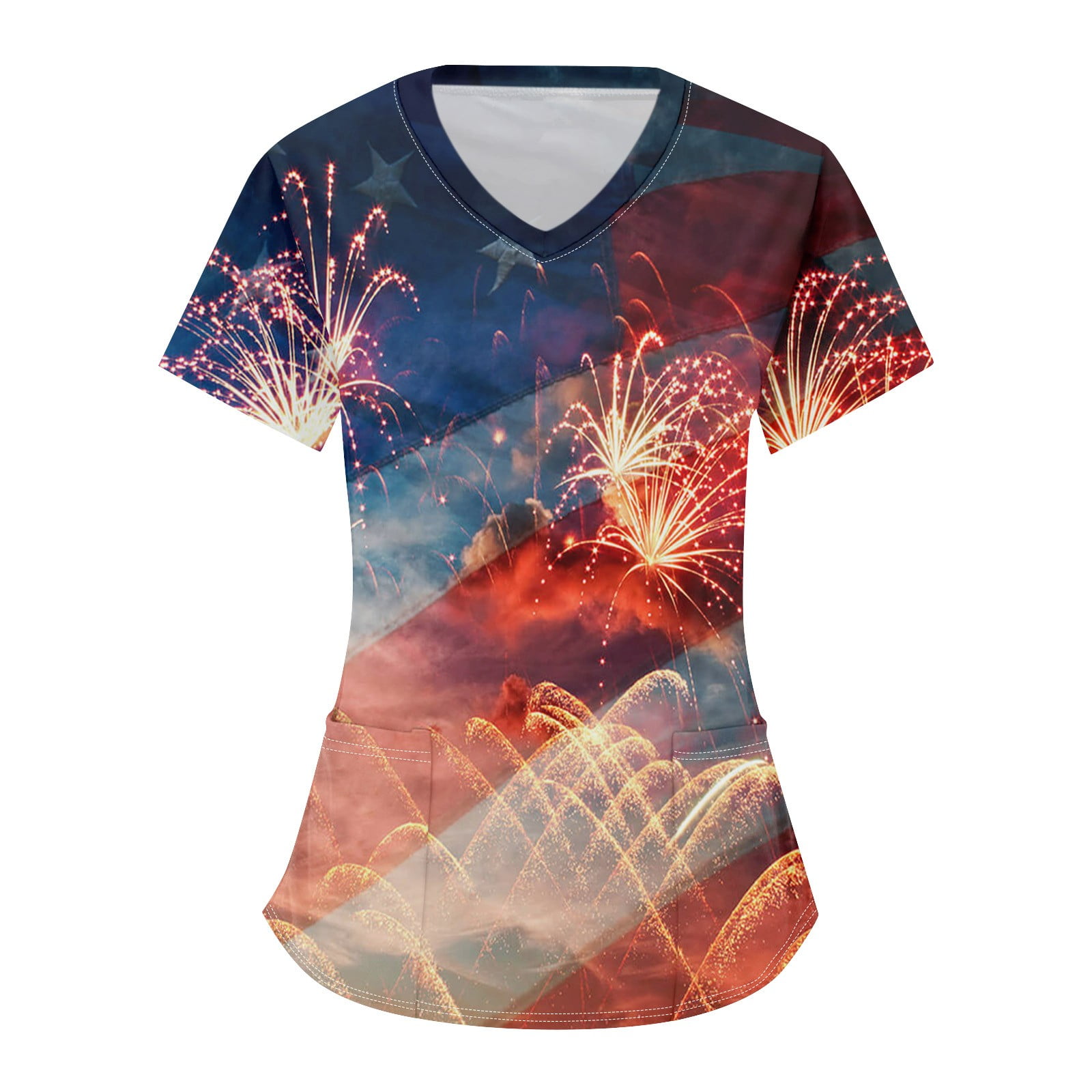 YDKZYMD 4th Of July Womens Scrub Sets Joggers Flag Freedom Patriotic