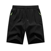 YDKZYMD Boys' Loose Fit Athletic Shorts with Zipper Pockets Quick Dry Running Shorts Black L