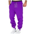 thumbnail image 1 of YDKZYMD Cargo Sweatpants for Men Jogger Fleece Cinch Bottom with Pocket Workout Drawstring Joggers Pants Athletic Hiking Sweatpants Winter Warm Heavyweight Baggy Pants Purple 4XL, 1 of 6