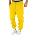 thumbnail image 1 of YDKZYMD Cargo Sweatpants for Men Jogger Fleece with Pocket Cinch Bottom Hiking Drawstring Sweatpants Workout Winter Warm Joggers Pants Heavyweight Athletic Baggy Pants Yellow L, 1 of 6