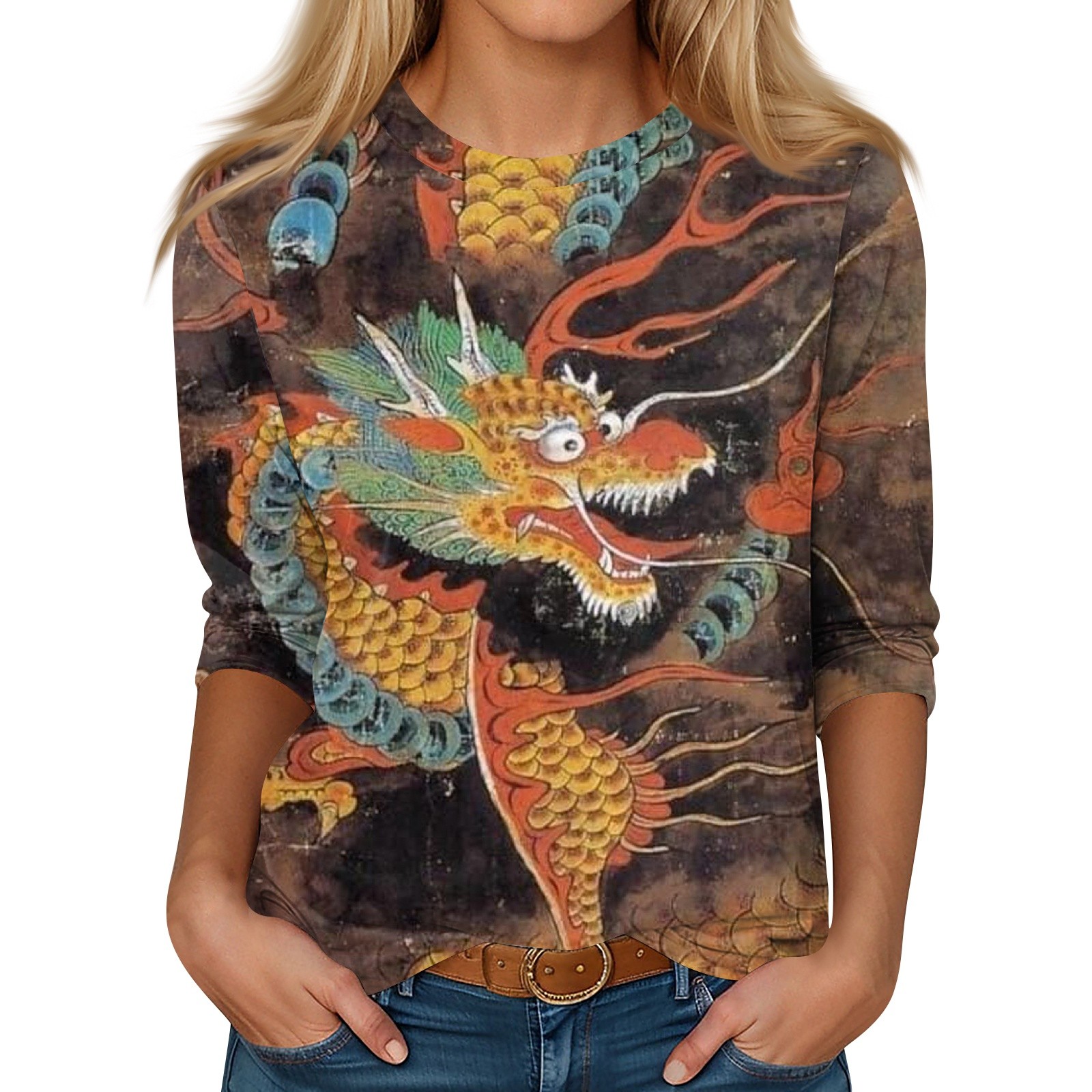 Women's Chinese Dragon T-Shirt - Premium Heavy Cotton, Regular Fit, High-Quality Print, Sizes S-5XL