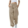 thumbnail image 1 of YDKZYMD Womens Sweatpants Short Beige Casual Drawstring Jogger Pants Elastic Waist Tie Dye Women's Sweatpants with Pockets and Straight Legs Cinch Bottom with Pockets Solid Color Baggy Pants, 1 of 6