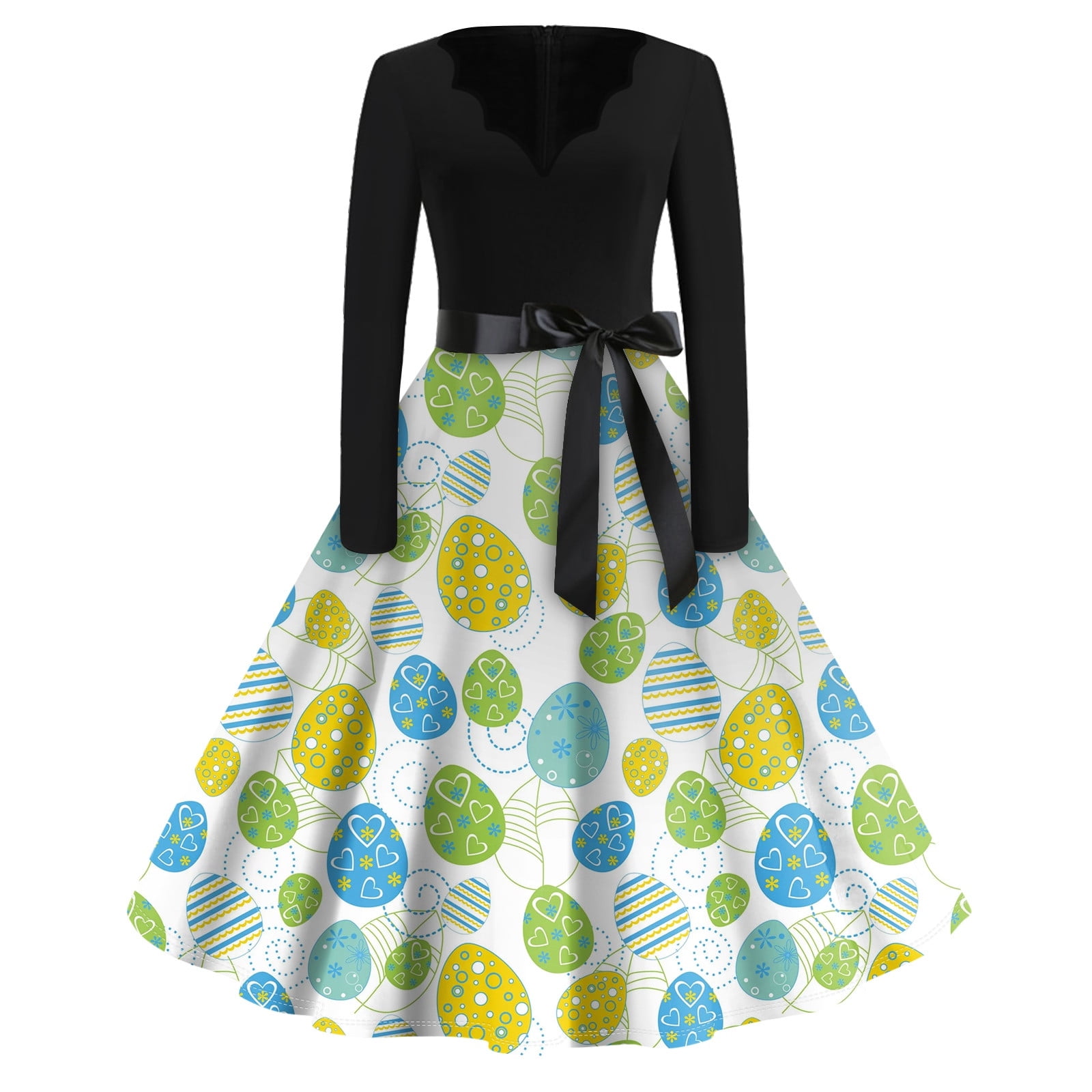 YDKZYMD Easter Easter Dresses for Women Lace 2024 Family Party Rabbit Midi Dress Stretch Egg