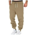 thumbnail image 1 of YDKZYMD Fleece Cargo Sweatpants for Men Open Leg with Pocket Drawstring Heavyweight Cinch Bottom Joggers Pants Winter Warm Athletic Baggy Pants Hiking Workout Sweatpants Light Brown 3XL, 1 of 6