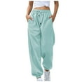 thumbnail image 1 of YDKZYMD Fleece Lined Sweatpants Women Mint Green Petite Drawstring Baggy Pants Solid Color Tie Dye Casual Womens Fleece Sweatpants Petite with Pockets Lounge Cinch Bottom Elastic Waist Jogger Pants, 1 of 6