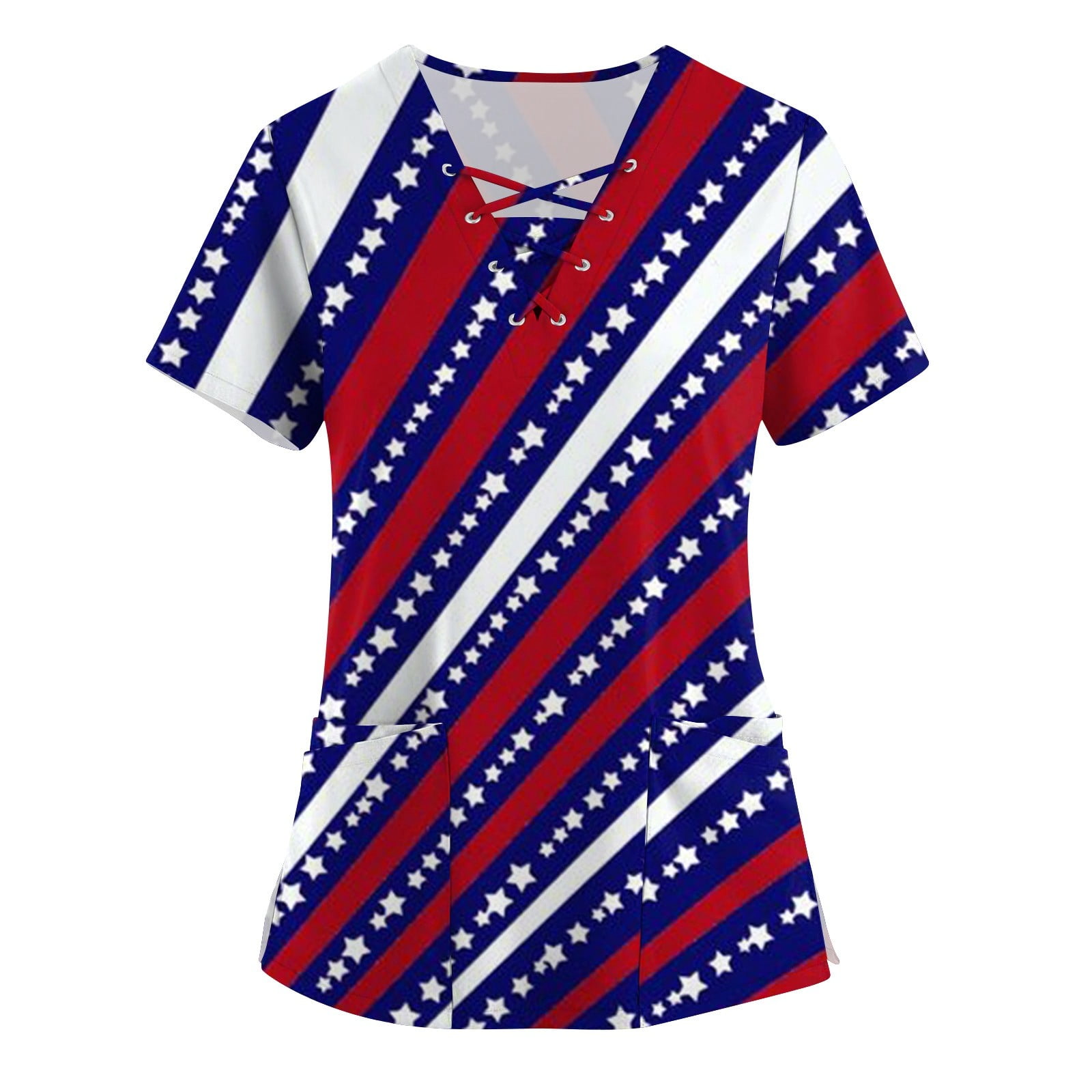 YDKZYMD Fourth Of July Nurse Scrubs Sets for Tall Women Independence Day Flag Freedom Patriotic