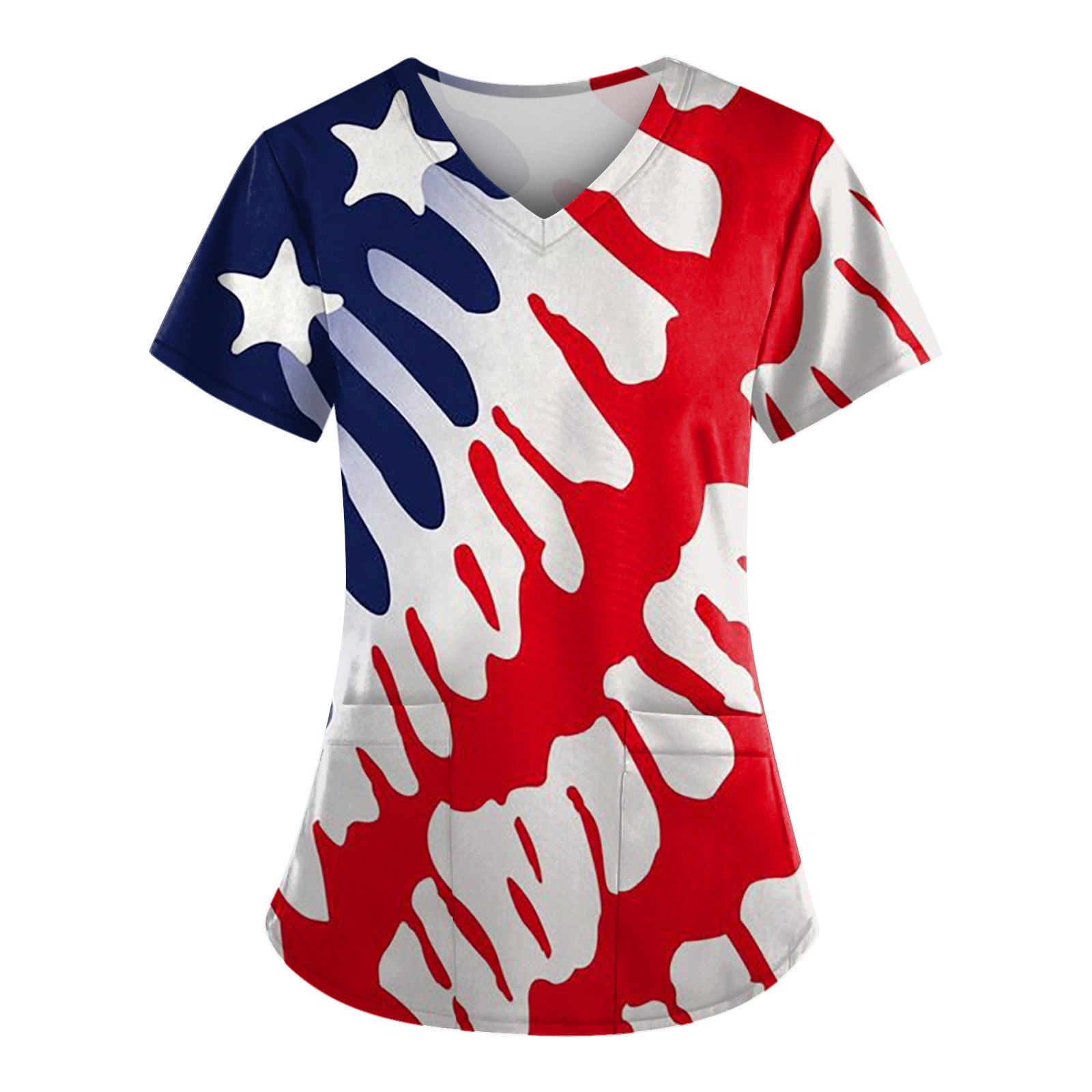 YDKZYMD Fourth Of July Scrubs Sets for Women Independence Day Flag Freedom Patriotic Stars