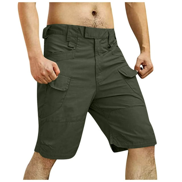 YDKZYMD Green Big Mens Cargo Shorts with Zipper Pockets Tactical