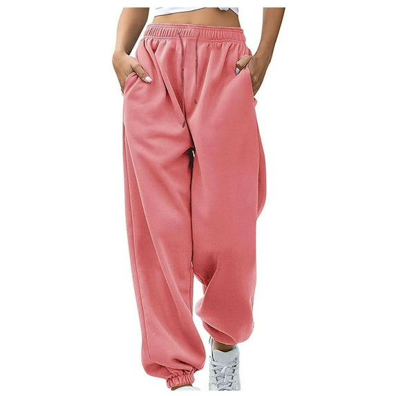 YDKZYMD Gym Sweatpants Women Petite Drawstring Red Loose Fit Jogger Pants Fleece Casual High Waist Petite Sweatpant Cargo with Pockets Cinch Bottom Baggy Pants
