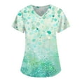 thumbnail image 1 of YDKZYMD Holiday Scrub Tops for Women Cute Floral Nurse Uniform Short Sleeve Scrub Shirt V Neck Graphic Scrub Tops with Pockets Mint Green S, 1 of 3
