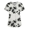 thumbnail image 1 of YDKZYMD Holiday Scrub Tops for Women Cute Floral Nurse Uniform Short Sleeve Scrub Shirt V Neck Graphic Scrub Tops with Pockets White 3XL, 1 of 3