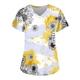 thumbnail image 1 of YDKZYMD Holiday Scrub Tops for Women Cute Sunflower Nurse Uniform Short Sleeve Scrub Shirt V Neck Graphic Scrub Tops with Pockets Light Purple L, 1 of 3