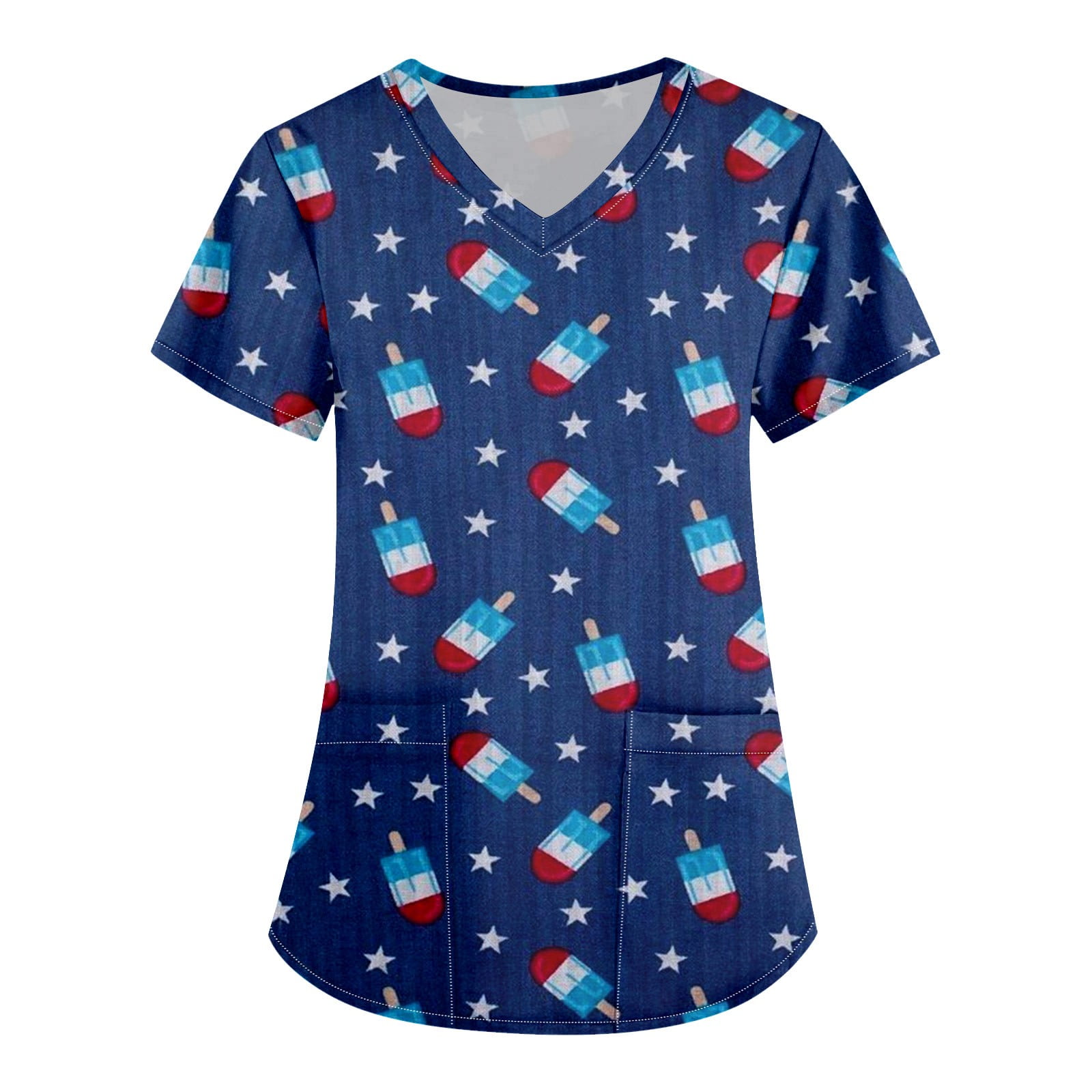 YDKZYMD Independence Day Scrub Suit Set Women Flag Freedom Patriotic Stars Stripes 4th Of July V