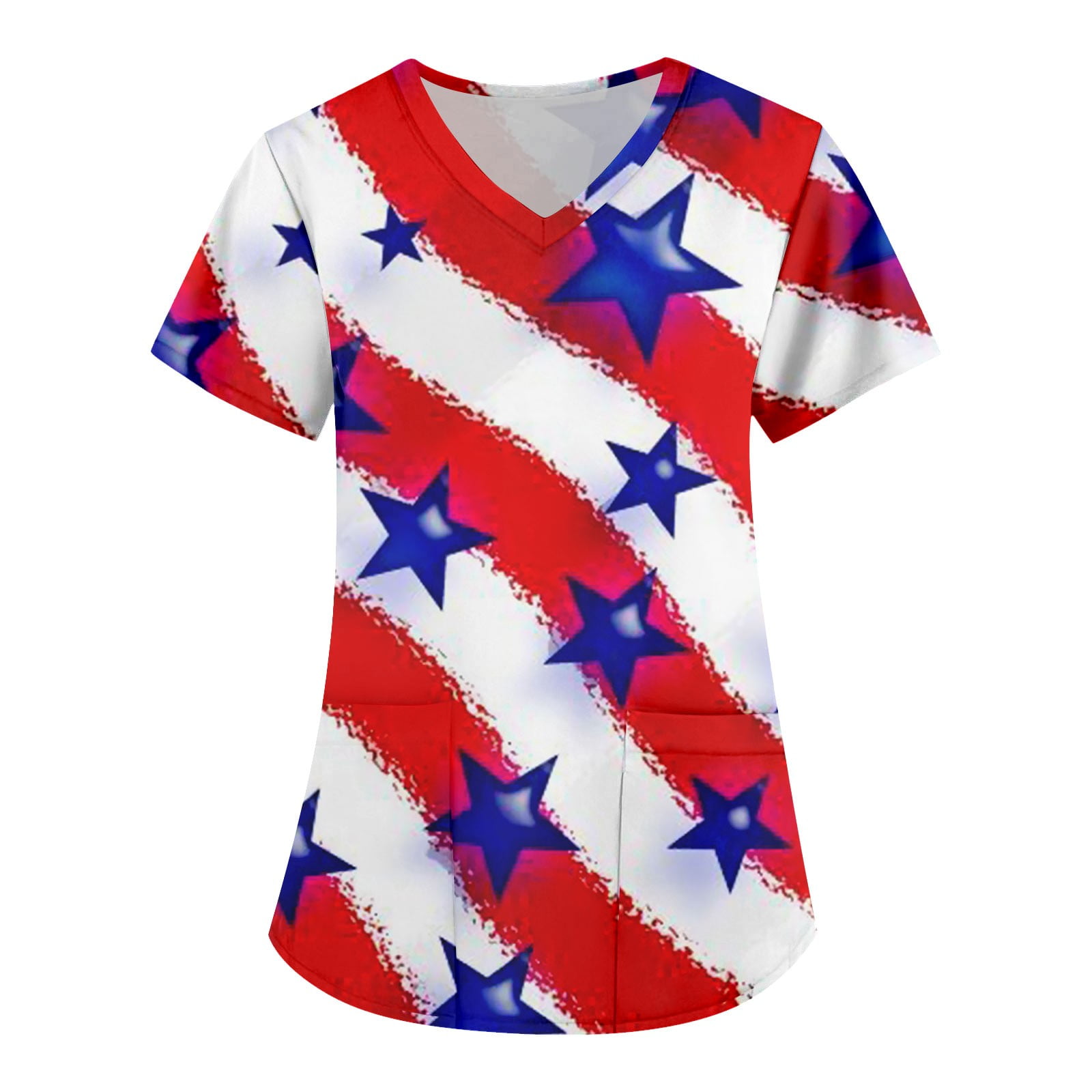 YDKZYMD Independence Day Scrubs Sets for Women Ankle Fitted 4th Of July Flag Freedom Patriotic V