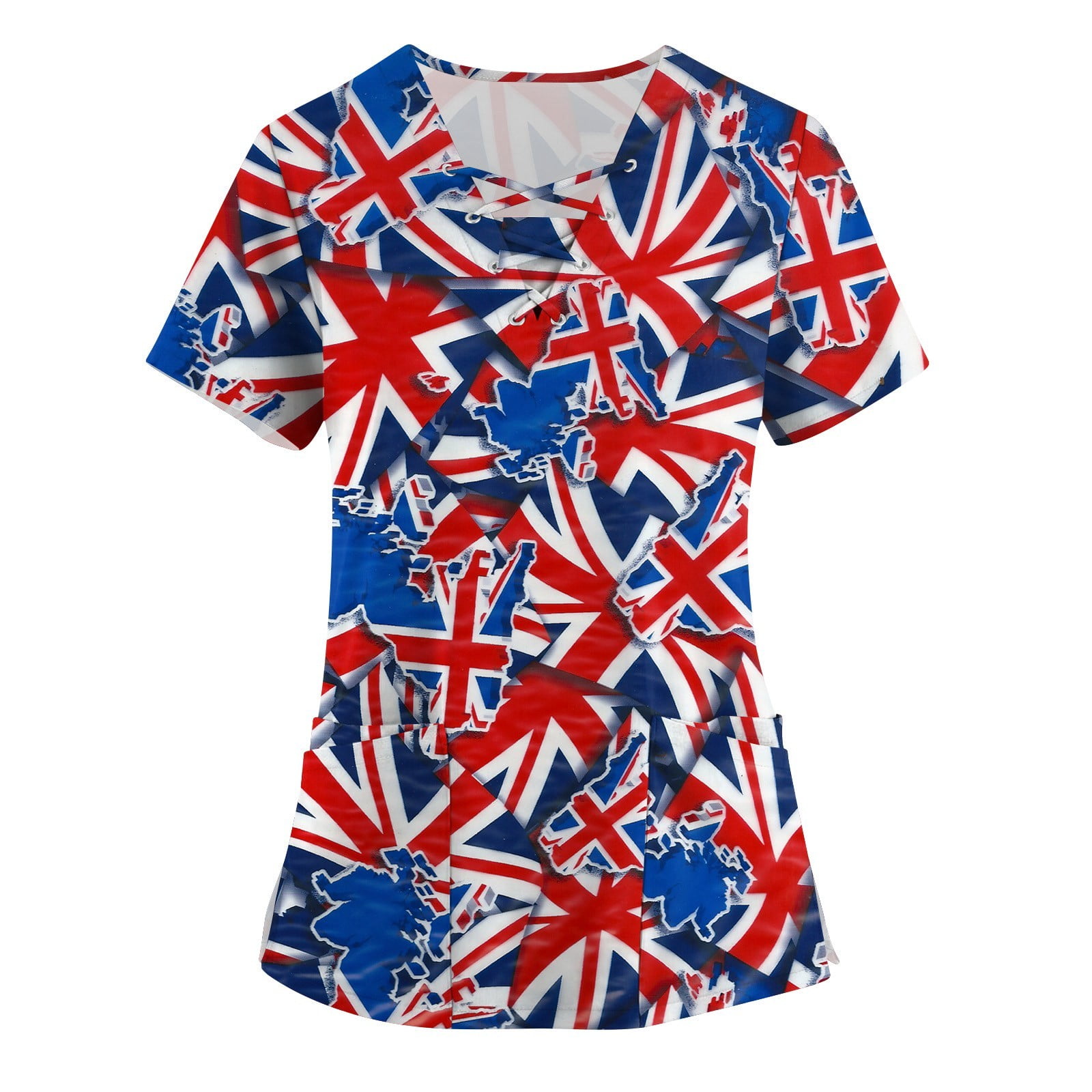 YDKZYMD Independence Day Scrubs for Women Cotton Flag Freedom Patriotic Stars Stripes Fourth Of