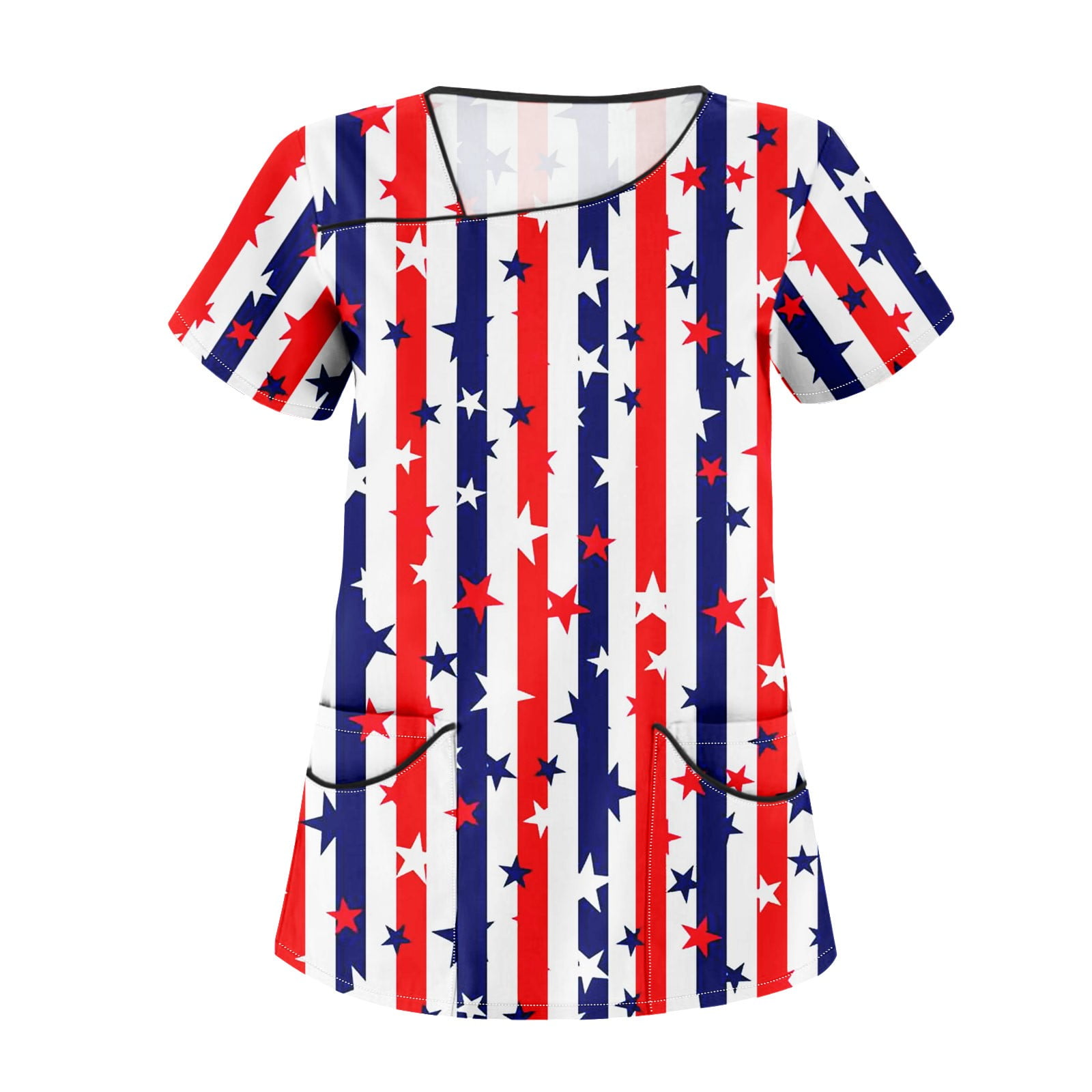 YDKZYMD Independence Day Womens Fall Scrub Tops Fourth Of July Flag Freedom Patriotic Stars