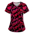 thumbnail image 1 of YDKZYMD Jogger Scrub Tops for Women Sets Plus Size Love Heart Character V Neck Nurse Uniform Jogger Scrubs Short Sleeve Graphic with Pockets Scrub Shirt Plus Size Workwear Petite Scrub Tops Red S, 1 of 3