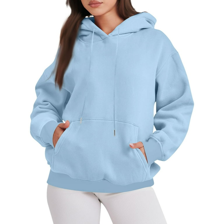 YDKZYMD Kawaii Hoodie Zip Up with Pockets Plain Solid Color Womens Pullover Fall Plus Size Sweater Drawstring Long Sleeve Crew Neck Clothes for Women
