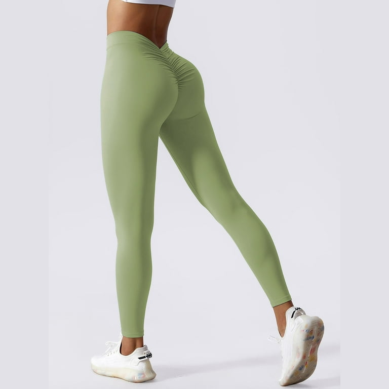 Women Scrunch Seamless Gym Leggings High Waist Yoga Pants Butt Lifting Workout  Leggings(army Green)