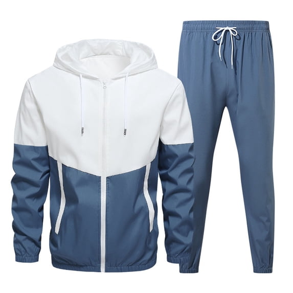 YDKZYMD Men's Tracksuit Jogging Sweat Suits 2 Piece Casual Outfit Athletic Suit Set Blue 3XL
