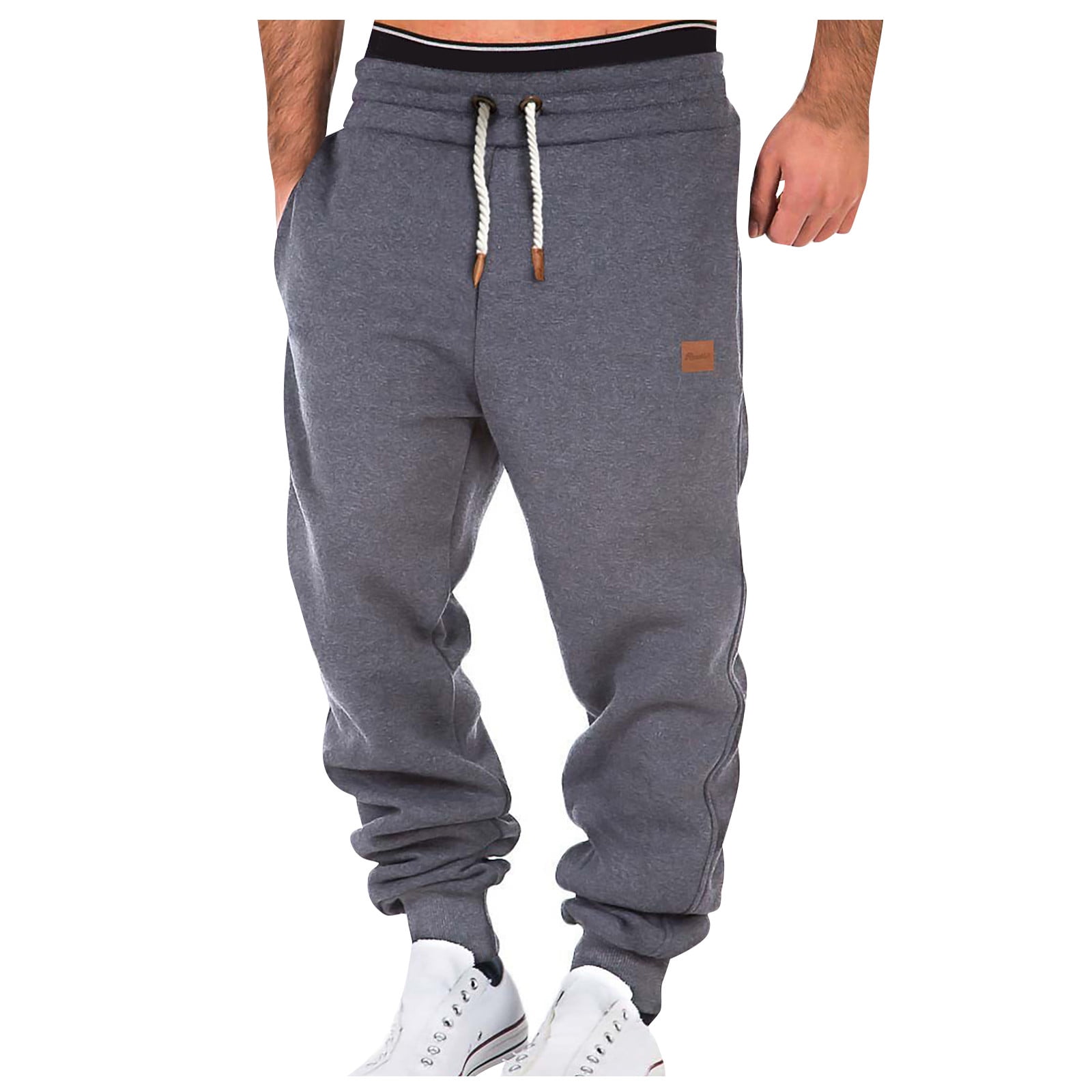 YDKZYMD Mens Fleece Lined Cargo Sweatpants with Open Leg Cinch Bottom with Pocket Winter Warm