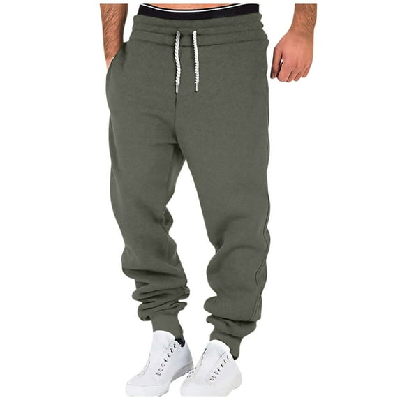 YDKZYMD Mens Soft Fleece Cargo Sweatpants Drawstring with Pocket Athletic Cinch Bottom Joggers Pants Winter Warm Hiking Sweatpants Heavyweight Workout Baggy Pants Army Green L