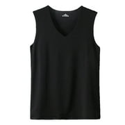 YDKZYMD Muscle Tank Tops For Men Breathable Ice Silk Summer Sleeveless Tops Stretch Loose Big and Tall V Neck Undershirts Lightweight Workout Traceless T Shirts Black 2XL