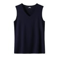 thumbnail image 1 of YDKZYMD Muscle Tank Tops For Men Breathable Ice Silk Summer Sleeveless Tops Stretch Loose Big and Tall V Neck Undershirts Lightweight Workout Traceless T Shirts Navy 3XL, 1 of 4