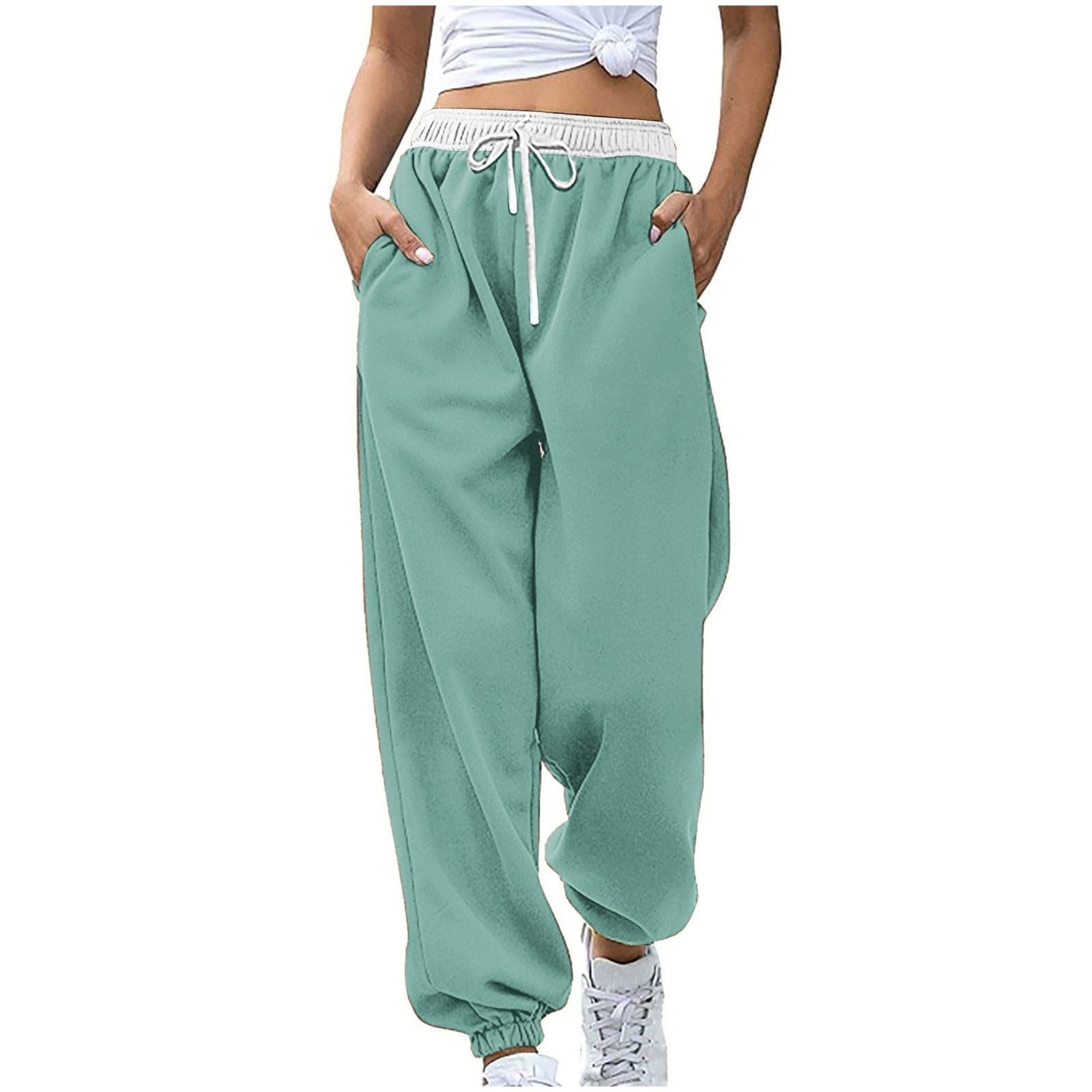 YDKZYMD Petite Sweatpants for Women Elastic Ankle Cinch Bottom High Waisted  with Pocket Baggy Pants Elastic Running Gym Trousers Casual Joggers Pants  Turquoise M - Walmart.com