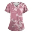 thumbnail image 1 of YDKZYMD Scrub Tops Sets for Women Tie Dye Plus Size Short Sleeve Workwear Scrub Tops with Pockets Jogger Nurse Uniform Scrub Shirt V Neck Petite Graphic Scrubs Pink 5XL, 1 of 3