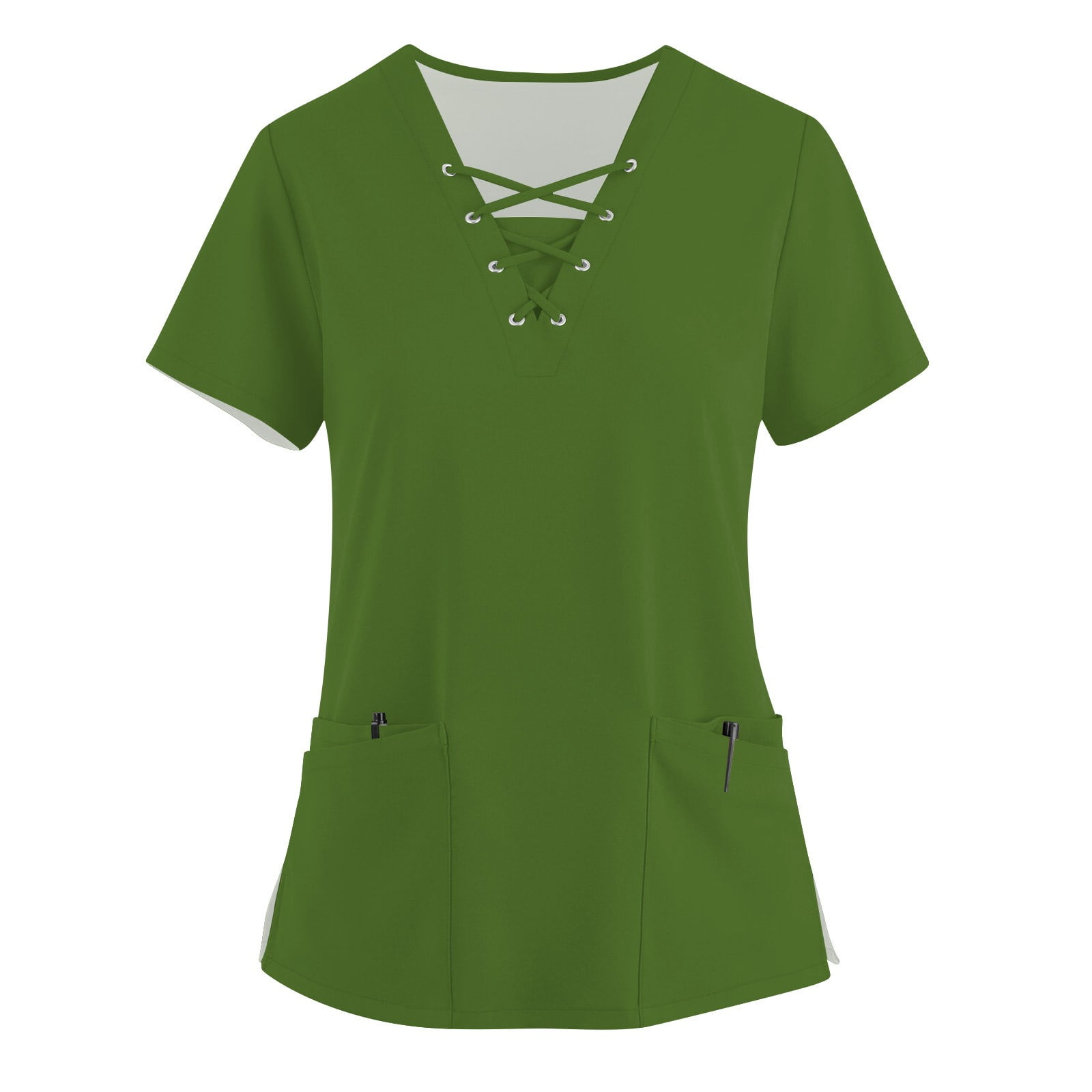 YDKZYMD Scrub Tops Suits Set for Women Solid Color Medical 2024 Trendy Scrubs Nurse Uniform Plus