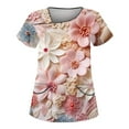 thumbnail image 1 of YDKZYMD Scrub Tops for Women Sets Pick Up Floral Flowers Nurse Uniform V Neck with Pockets Scrub Shirt Graphic Plus Size Jogger Scrub Tops Petite Short Sleeve Workwear Scrubs Complexion L, 1 of 3